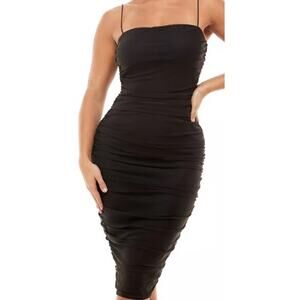 B.DARLIN sz XXS black mesh ruched tube cocktail tube party dress NWT B76